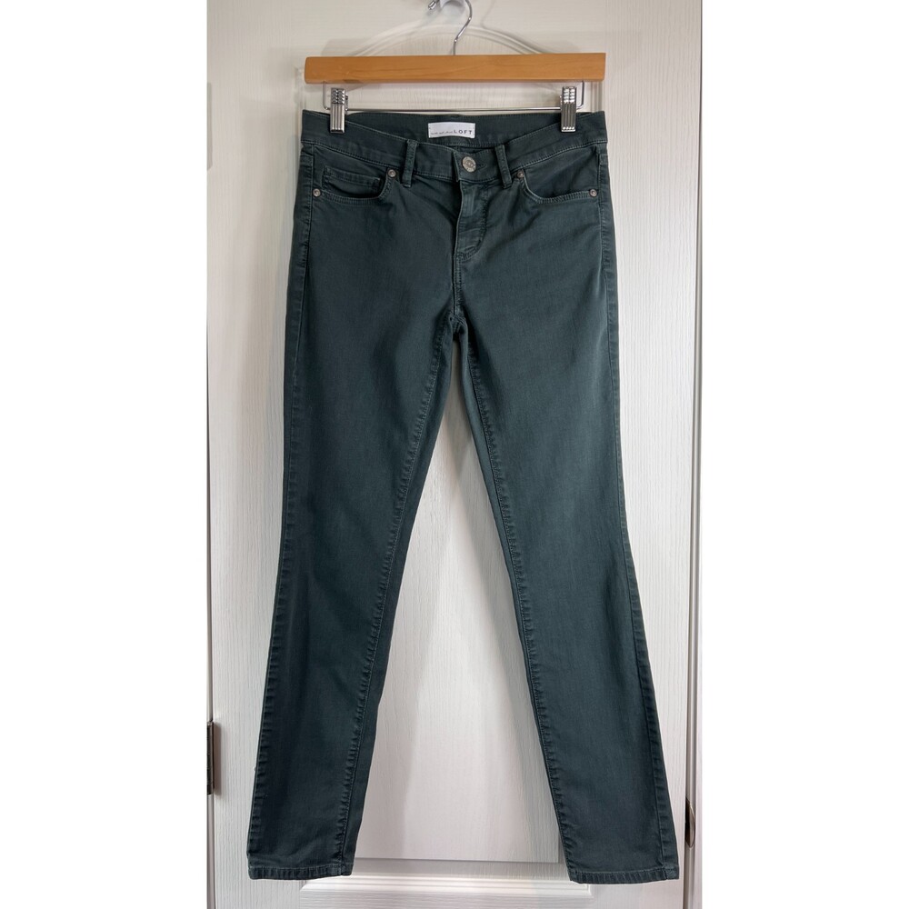 LOFT Women's Modern Skinny Jeans Dark Green Stretch Cotton Size 0 / 25